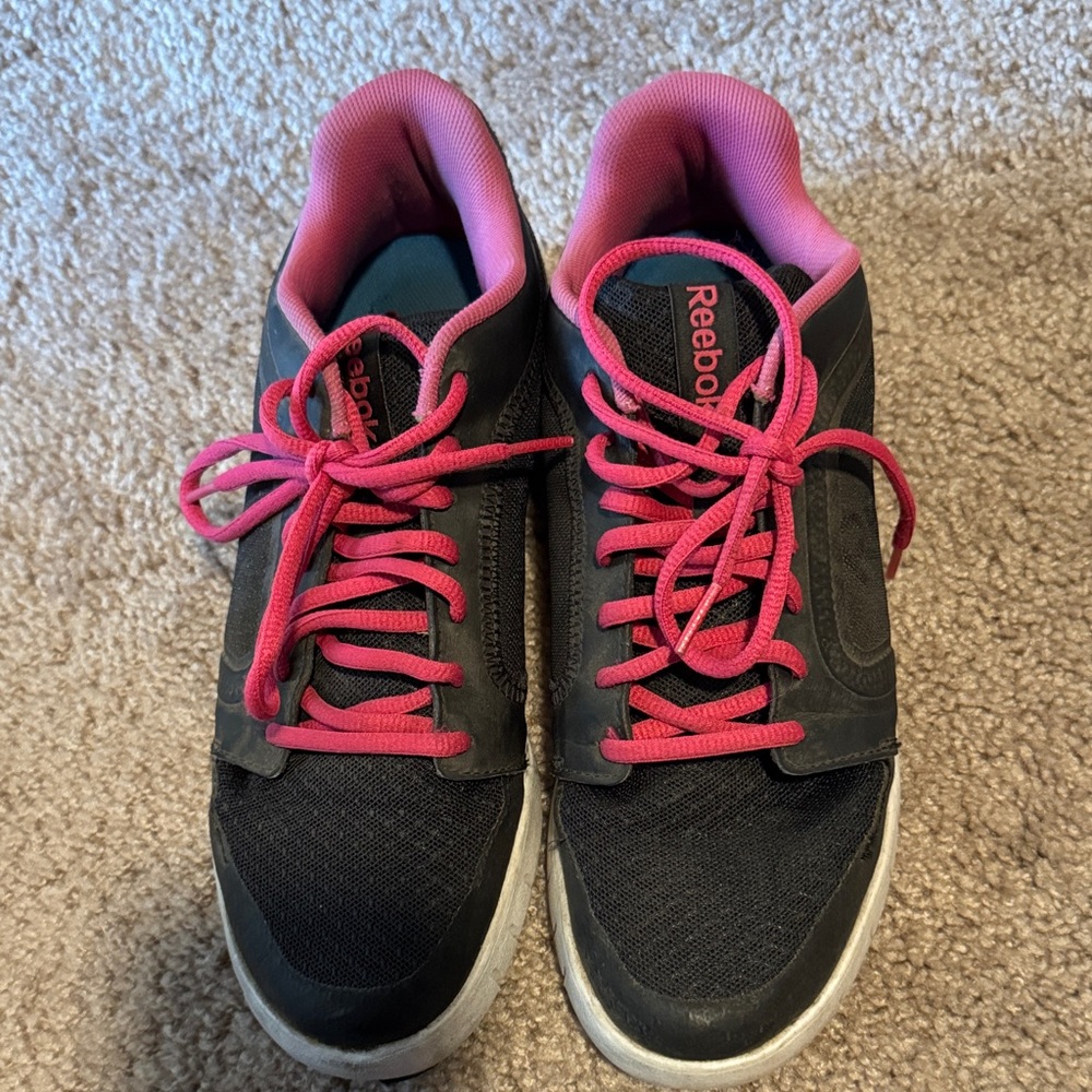 Reebok Women's Sneakers in Black with Pink Highlights